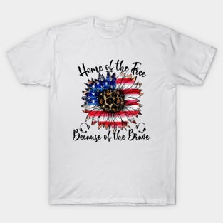 Home of the Free Because of the Brave 911 Dispatcher Gift for 4th of July T-Shirt